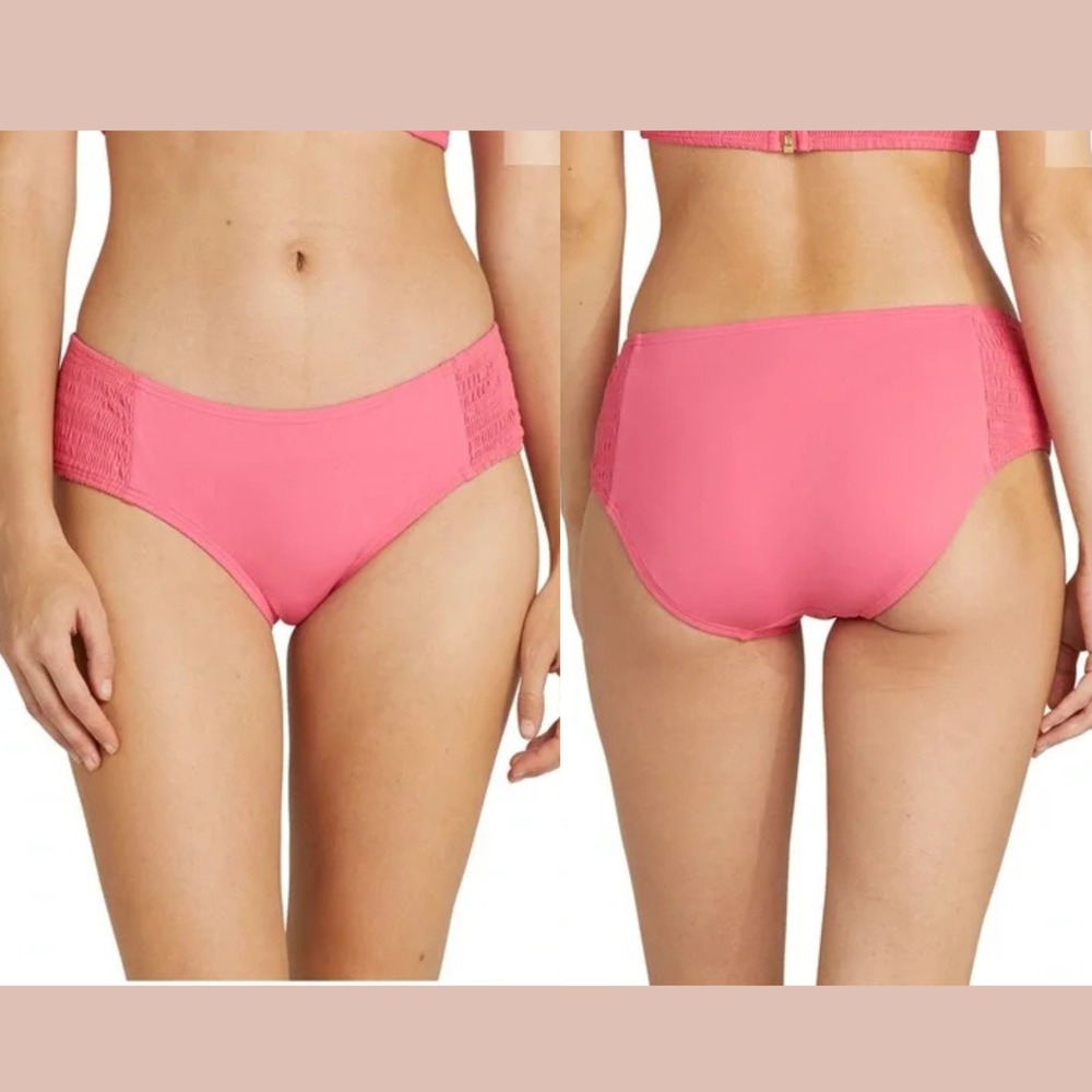 NWT $85 Kate Spade New York [‎ Large ] Smocked Bikini Bottom in Pink Cloud U1512